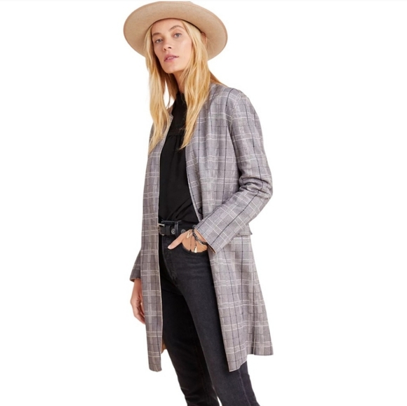 Blank NYC for Anthropologie Renegade Longline Plaid Blazer Jacket 42" bust - Picture 2 of 13